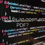 How do I fix an open error in PDF?