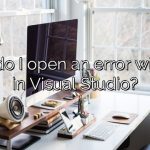 How do I open an error window in Visual Studio?