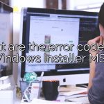 What are the error codes for Windows Installer MSI?