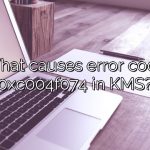 What causes error code 0xc004f074 in KMS?