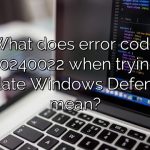 What does error code 0x80240022 when trying to update Windows Defender mean?