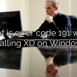What is error code 191 when installing XD on Windows?