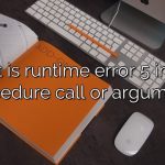 What is runtime error 5 invalid procedure call or argument?